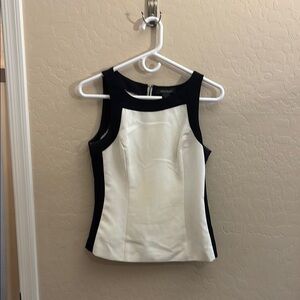 White House Black Market Fitted Tank Top in White and Black
